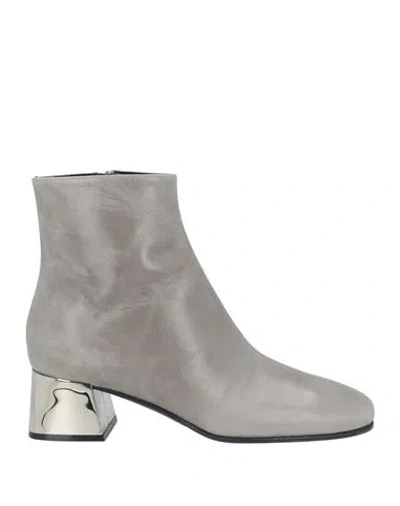 Sergio Rossi Woman Ankle Boots Grey Size 4.5 Leather In Gray