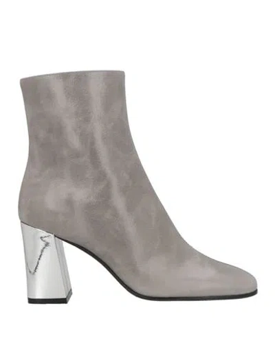 Sergio Rossi Woman Ankle Boots Grey Size 6 Leather