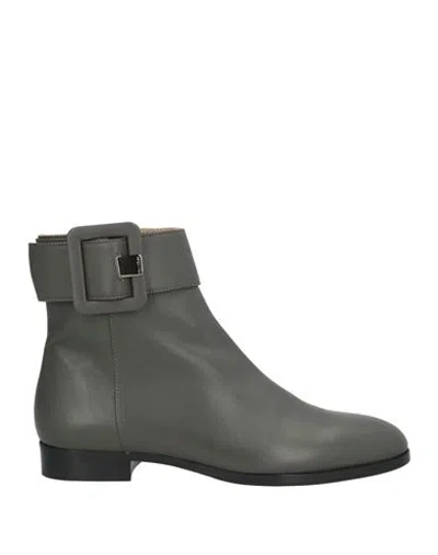 Sergio Rossi Woman Ankle Boots Grey Size 7.5 Leather