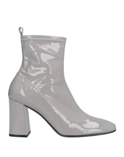 Sergio Rossi Woman Ankle Boots Grey Size 8 Textile Fibers