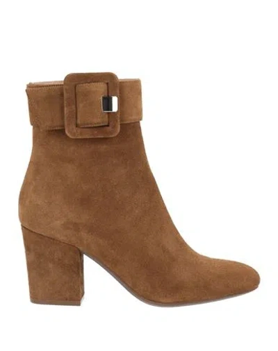 Sergio Rossi Woman Ankle Boots Light Brown Size 8 Leather