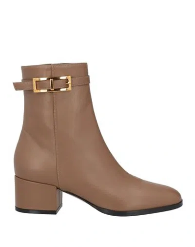 Sergio Rossi Woman Ankle Boots Light Brown Size 8 Leather In Beige