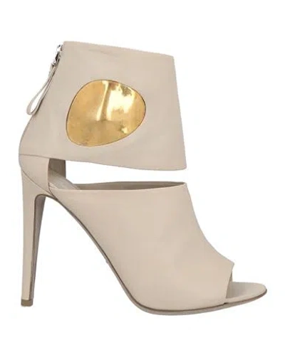 Sergio Rossi Woman Ankle Boots Light Grey Size 10 Leather In Neutral