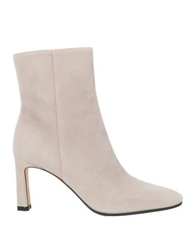 Sergio Rossi Woman Ankle Boots Light Grey Size 5.5 Leather In Gold