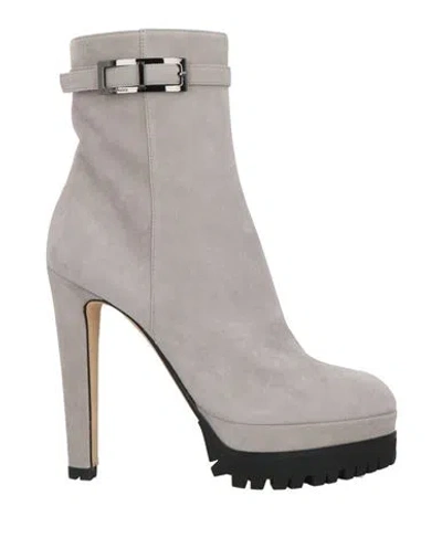 Sergio Rossi Woman Ankle Boots Light Grey Size 7 Leather In Gray