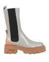 Sergio Rossi Woman Ankle Boots Light Grey Size 8 Calfskin, Cowhide In Grey