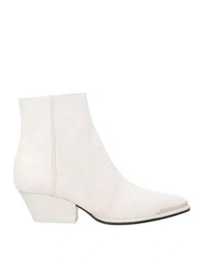 Sergio Rossi Woman Ankle Boots Off White Size 6 Leather