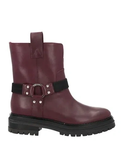 Sergio Rossi Woman Ankle Boots Plum Size 9 Calfskin In Purple