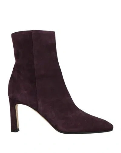 Sergio Rossi Woman Ankle Boots Plum Size 9 Leather In Purple