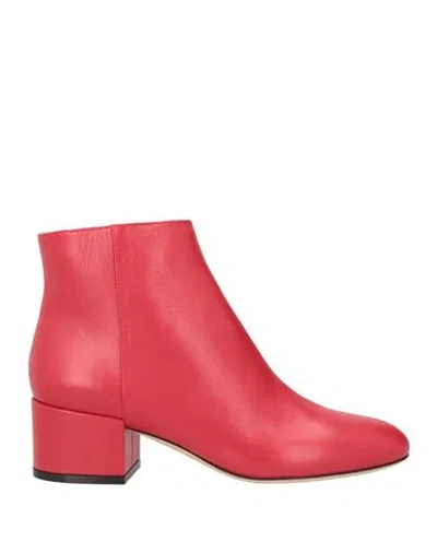 Sergio Rossi Woman Ankle Boots Red Size 8 Leather