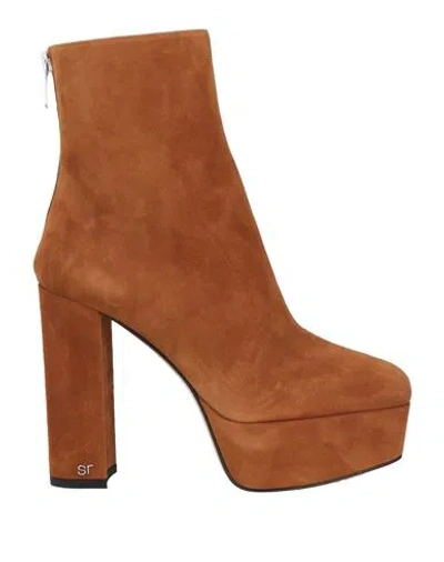 Sergio Rossi Woman Ankle Boots Tan Size 5 Soft Leather In Brown