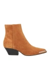 Sergio Rossi Woman Ankle Boots Tan Size 8 Leather In Brown