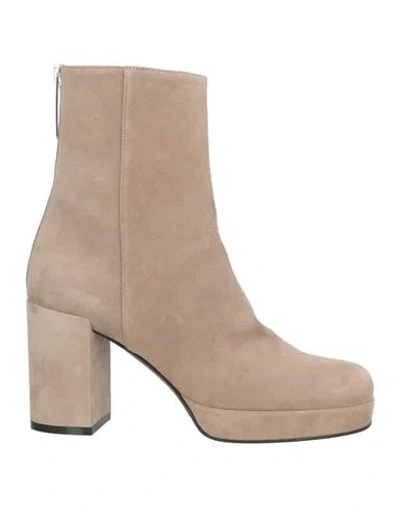 Sergio Rossi Woman Ankle Boots Taupe Size 7 Leather In Neutral