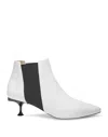 Sergio Rossi Woman Ankle Boots White Size 4.5 Leather, Elastic Fibres In White