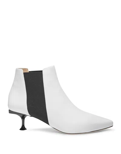 SERGIO ROSSI SERGIO ROSSI WOMAN ANKLE BOOTS WHITE SIZE 4.5 LEATHER, ELASTIC FIBRES