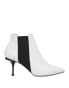 Sergio Rossi Woman Ankle Boots White Size 4.5 Leather, Elastic Fibres In White