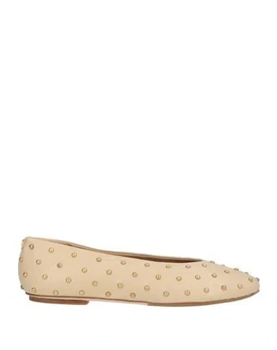 Sergio Rossi Woman Ballet Flats Beige Size 10 Leather In Multi
