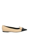 Sergio Rossi Two-tone Leather Ballerina Shoes In Beige