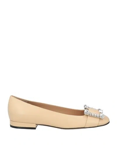 Sergio Rossi Woman Ballet Flats Beige Size 5 Leather