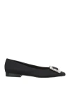 Sergio Rossi Woman Ballet Flats Black Size 10 Textile Fibers In Black