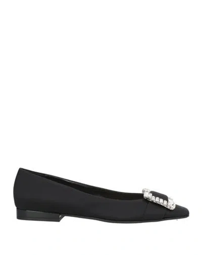 Sergio Rossi Woman Ballet Flats Black Size 10 Textile Fibers