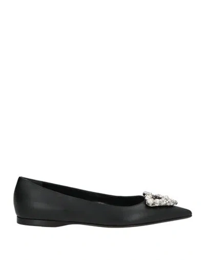 Sergio Rossi Woman Ballet Flats Black Size 5 Leather
