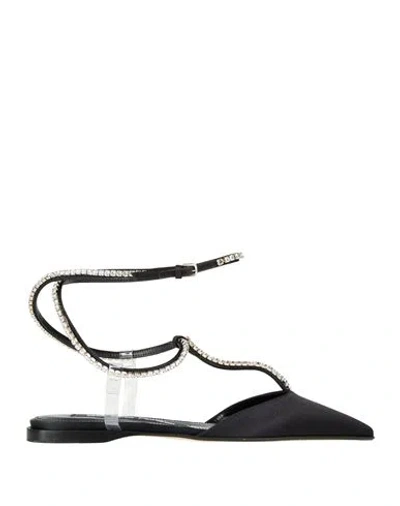 Sergio Rossi Woman Ballet Flats Black Size 5 Textile Fibers