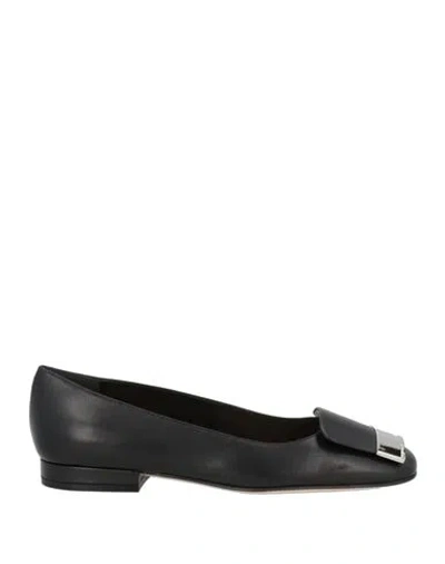 Sergio Rossi Woman Ballet Flats Black Size 6 Leather