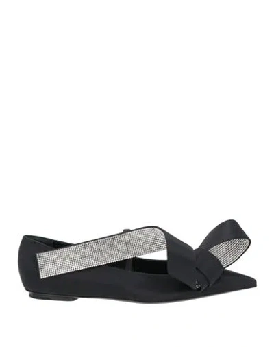 Sergio Rossi Woman Ballet Flats Black Size 7 Textile Fibers