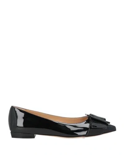 Sergio Rossi Woman Ballet Flats Black Size 8 Leather