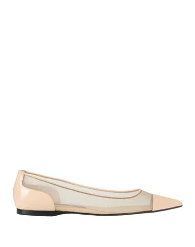 Sergio Rossi Woman Ballet Flats Blush Size 9 Leather, Textile Fibers In Pink