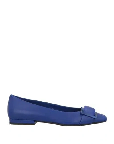 Sergio Rossi Woman Ballet Flats Bright Blue Size 6 Leather