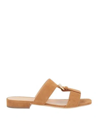 Sergio Rossi Woman Ballet Flats Camel Size 9.5 Leather In Beige