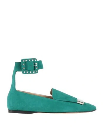 Sergio Rossi Woman Ballet Flats Emerald Green Size 6.5 Leather