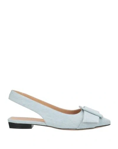Sergio Rossi Woman Ballet Flats Light Blue Size 5.5 Textile Fibers