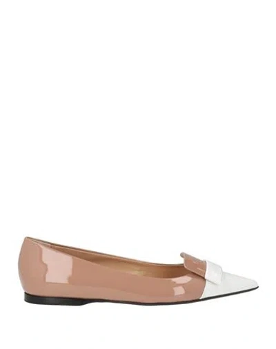 Sergio Rossi Woman Ballet Flats Light Brown Size 8.5 Leather In Neutral