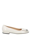 Sergio Rossi Woman Ballet Flats Off White Size 8 Leather In Off White