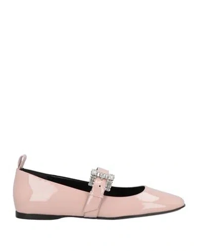 Sergio Rossi Woman Ballet Flats Pink Size 4.5 Leather