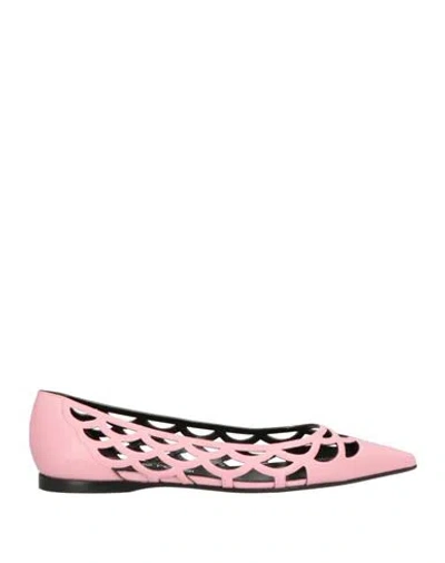 Sergio Rossi Woman Ballet Flats Pink Size 8 Leather