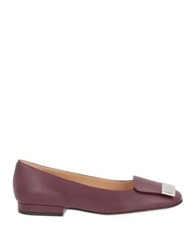 Sergio Rossi Woman Ballet Flats Plum Size 5 Leather In Purple
