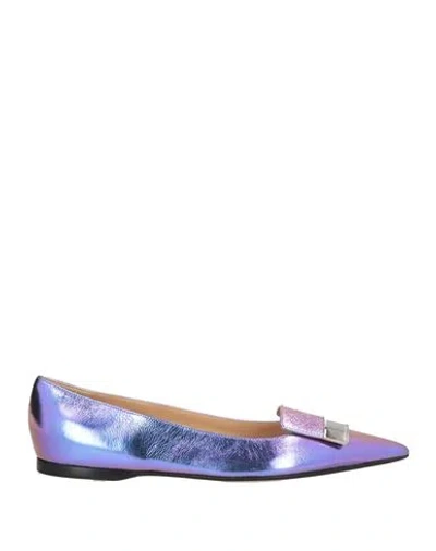 Sergio Rossi Woman Ballet Flats Purple Size 5.5 Leather