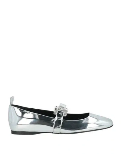 Sergio Rossi Woman Ballet Flats Silver Size 7 Leather