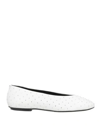 Sergio Rossi Woman Ballet Flats White Size 6 Leather