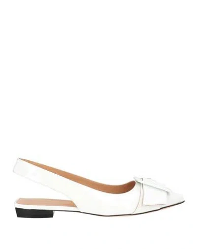 Sergio Rossi Woman Ballet Flats White Size 9 Calfskin