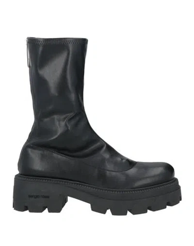 SERGIO ROSSI SERGIO ROSSI WOMAN BOOT BLACK SIZE 11 LEATHER, TEXTILE FIBERS