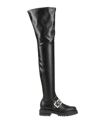 Sergio Rossi Woman Boot Black Size 8 Calfskin, Textile Fibers