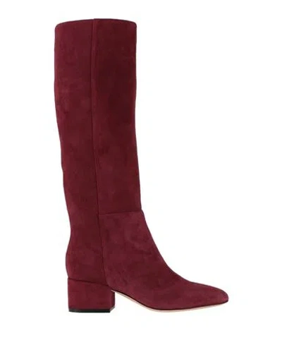Sergio Rossi Woman Boot Burgundy Size 5.5 Soft Leather In Red