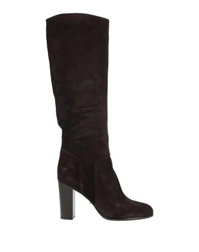 Sergio Rossi Woman Boot Dark Brown Size 10 Leather In Black