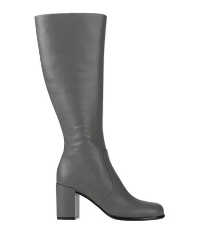 Sergio Rossi Woman Boot Grey Size 10 Leather In Gray