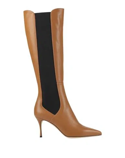 Sergio Rossi Woman Boot Light Brown Size 8 Leather In Sand
